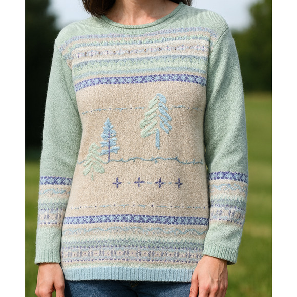 Monterey By Koret Sweaters - Vintage Monterey by Koret Sweater Women’s Large Angora Rabbit Hair Fair Isle Ski